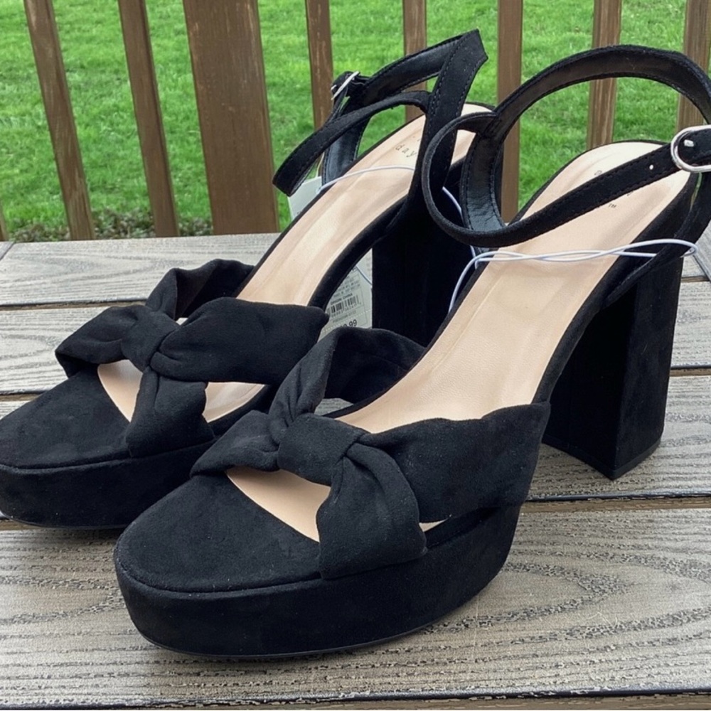 a new day Black Suede Bow Heels